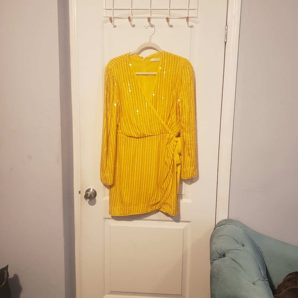 Sequin wrap mini dress